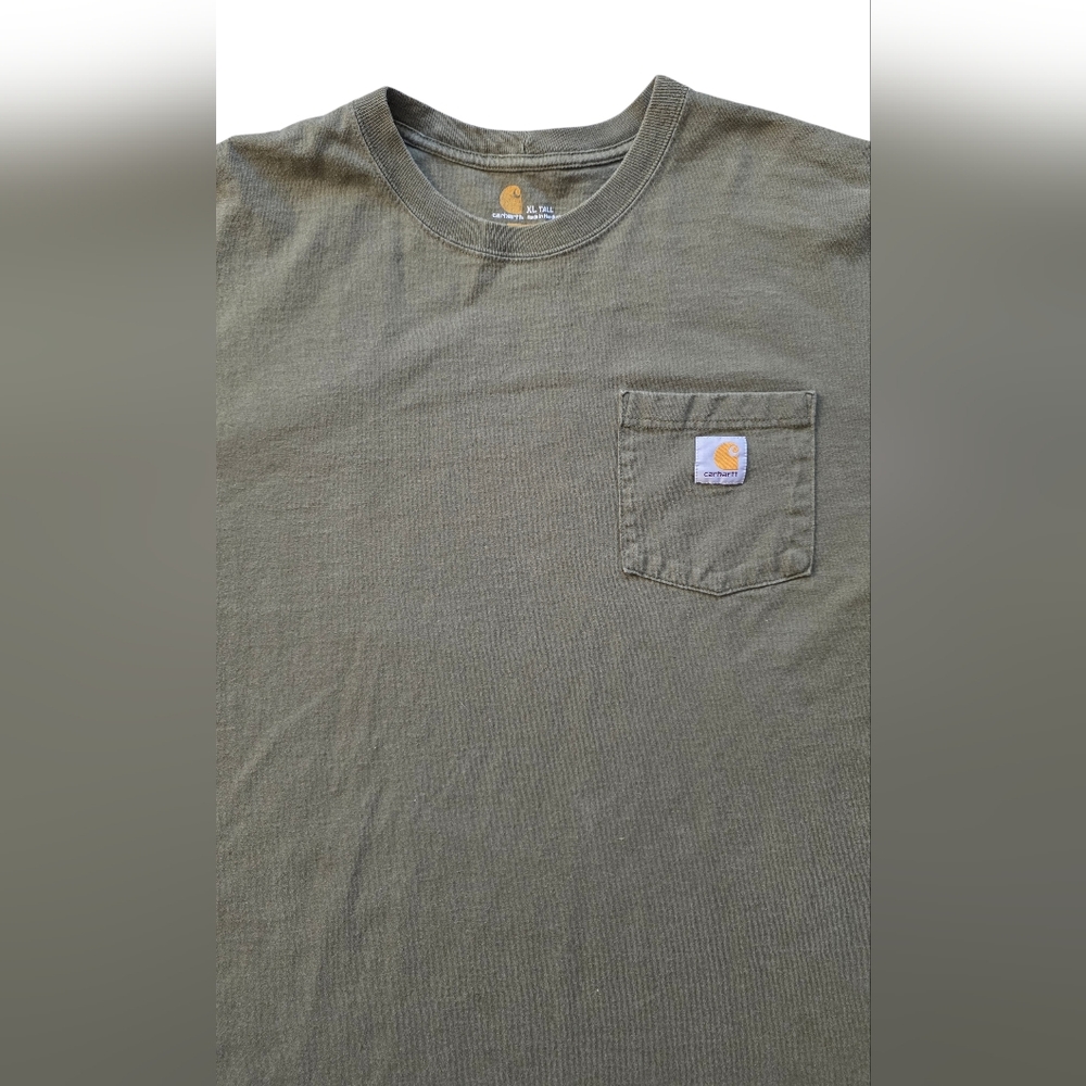 Carhartt K87 XLT Pocket Tee Workwear Army Green Heavy Duty - Picture 3 of 7